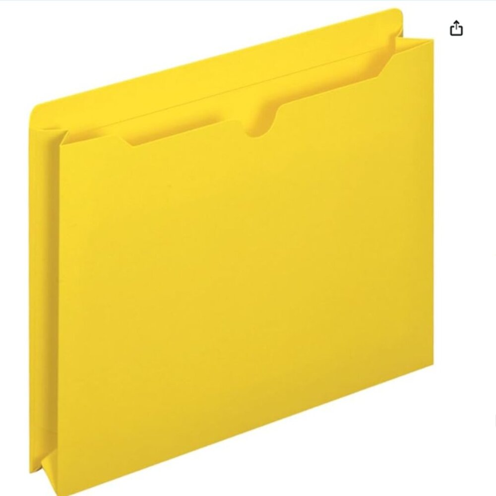NEW - PENDAFLEX - 2- INCH Expansion File Jackets - Letter Size (45 PACK) YELLOW